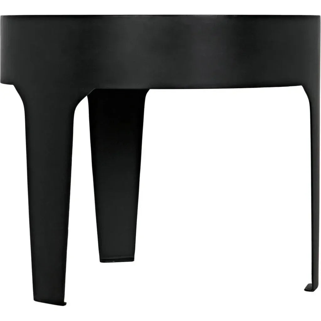 Noir Cylinder Marble Round Side Table