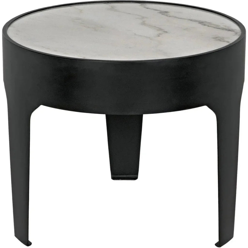 Noir Cylinder Marble Round Side Table