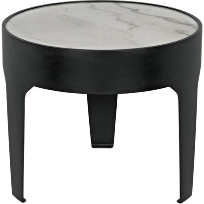 Noir Cylinder Marble Round Side Table