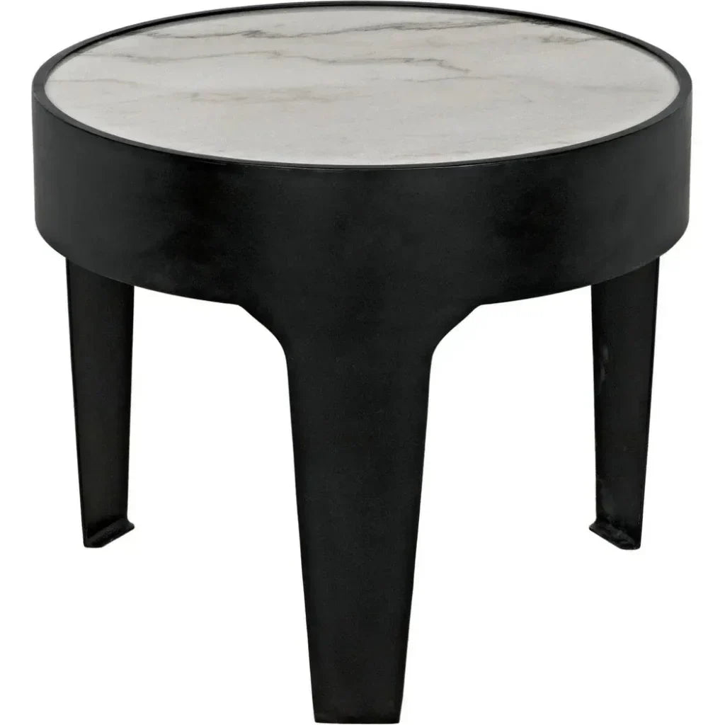 Noir Cylinder Marble Round Side Table