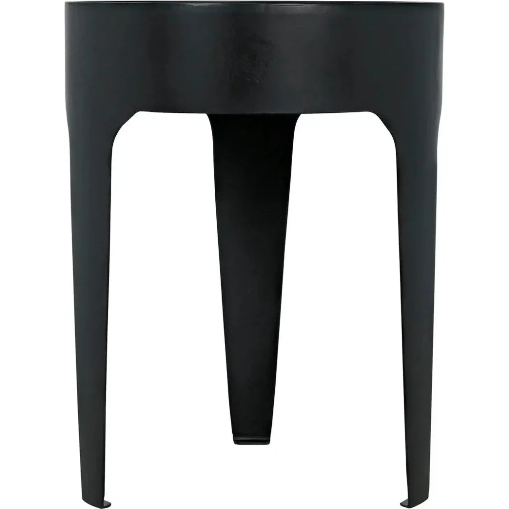 Noir Cylinder Marble Round Side Table