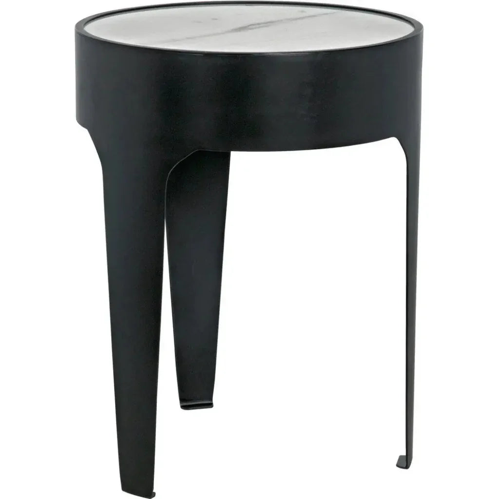 Noir Cylinder Marble Round Side Table