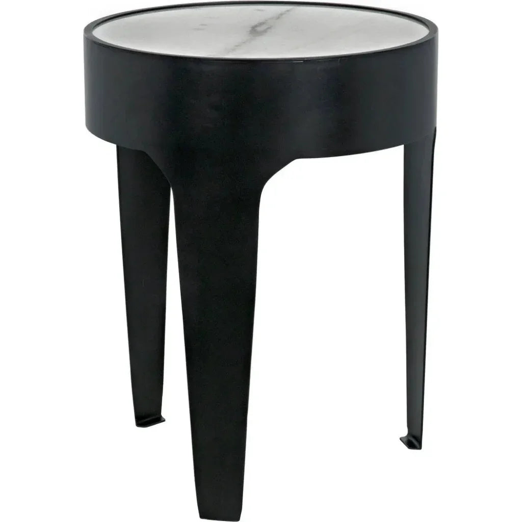 Noir Cylinder Marble Round Side Table