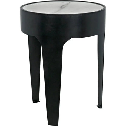 Noir Cylinder Marble Round Side Table