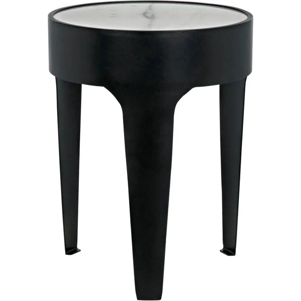 Noir Cylinder Marble Round Side Table