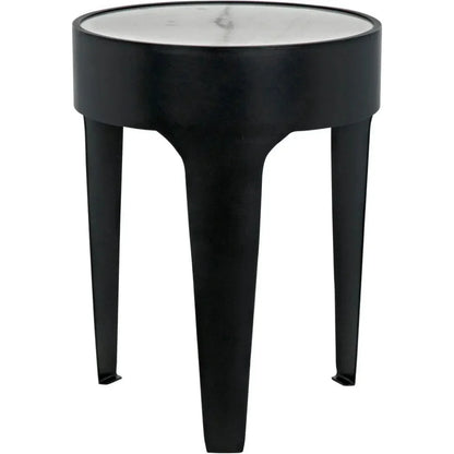 Noir Cylinder Marble Round Side Table