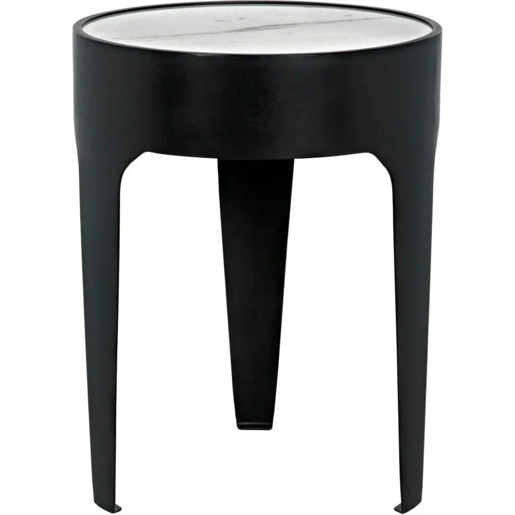 Noir Cylinder Marble Round Side Table