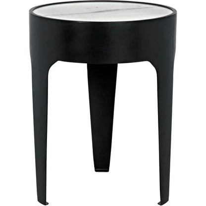 Noir Cylinder Marble Round Side Table