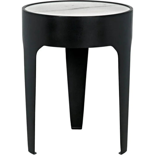 Noir Cylinder Marble Round Side Table