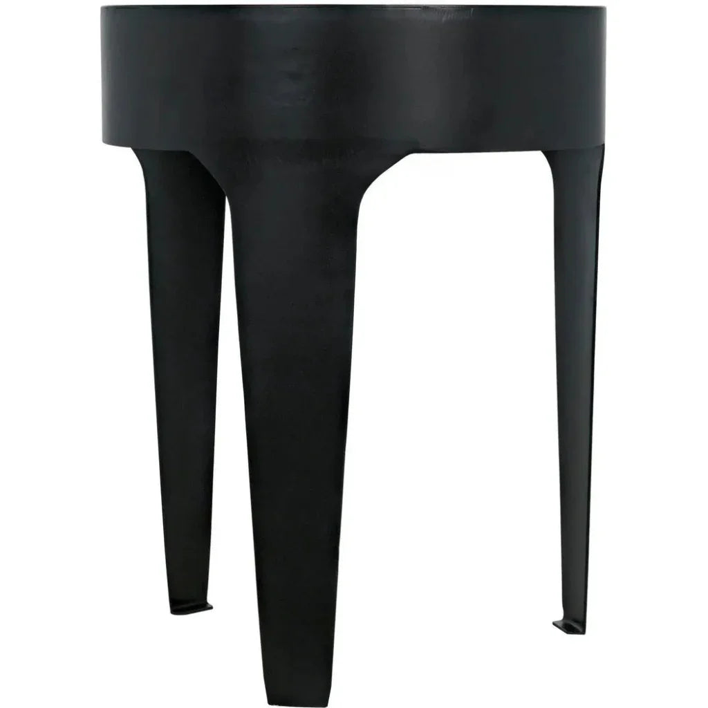 Noir Cylinder Marble Round Side Table