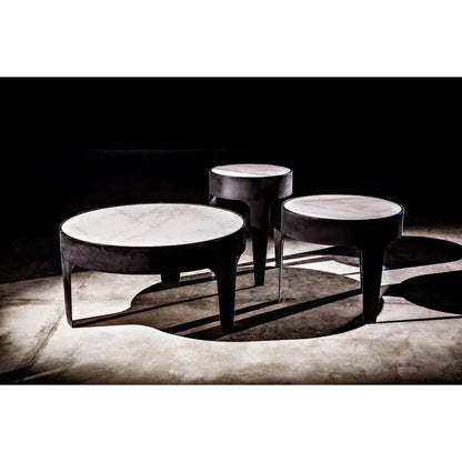 Noir Cylinder Marble Round Side Table
