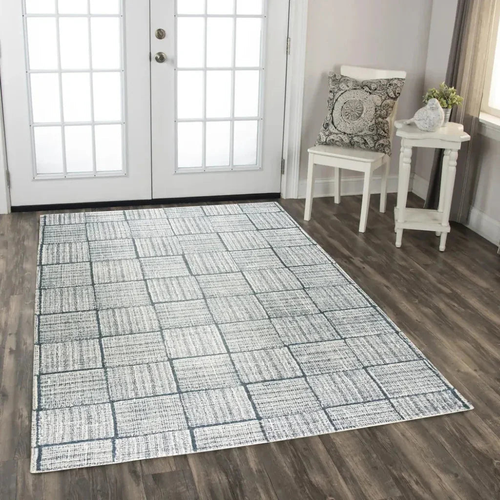 Chey Geometric Blue Area Rugs For Living Room -- blue