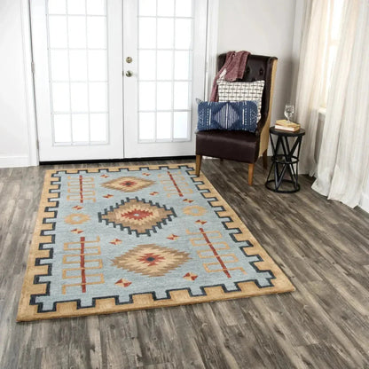 Barn Tribal Light Blue Large Area Rugs For Living Room -- blue