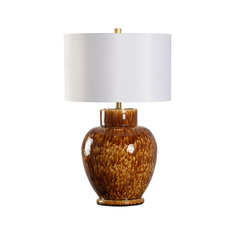 Jennifer Tortoise Brown Ceramic Vase Table Lamp
