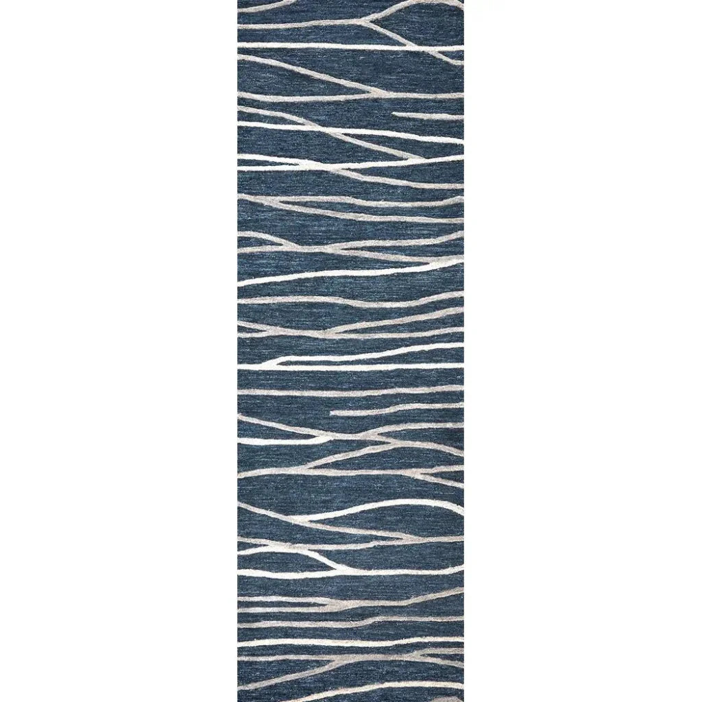 Bore Lines Navy Large Area Rugs For Living Room - LOOMLAN - LOOMLAN - Area Rugs