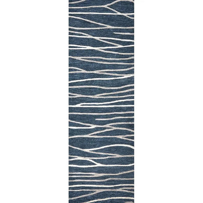 Bore Lines Navy Large Area Rugs For Living Room - LOOMLAN - LOOMLAN - Area Rugs