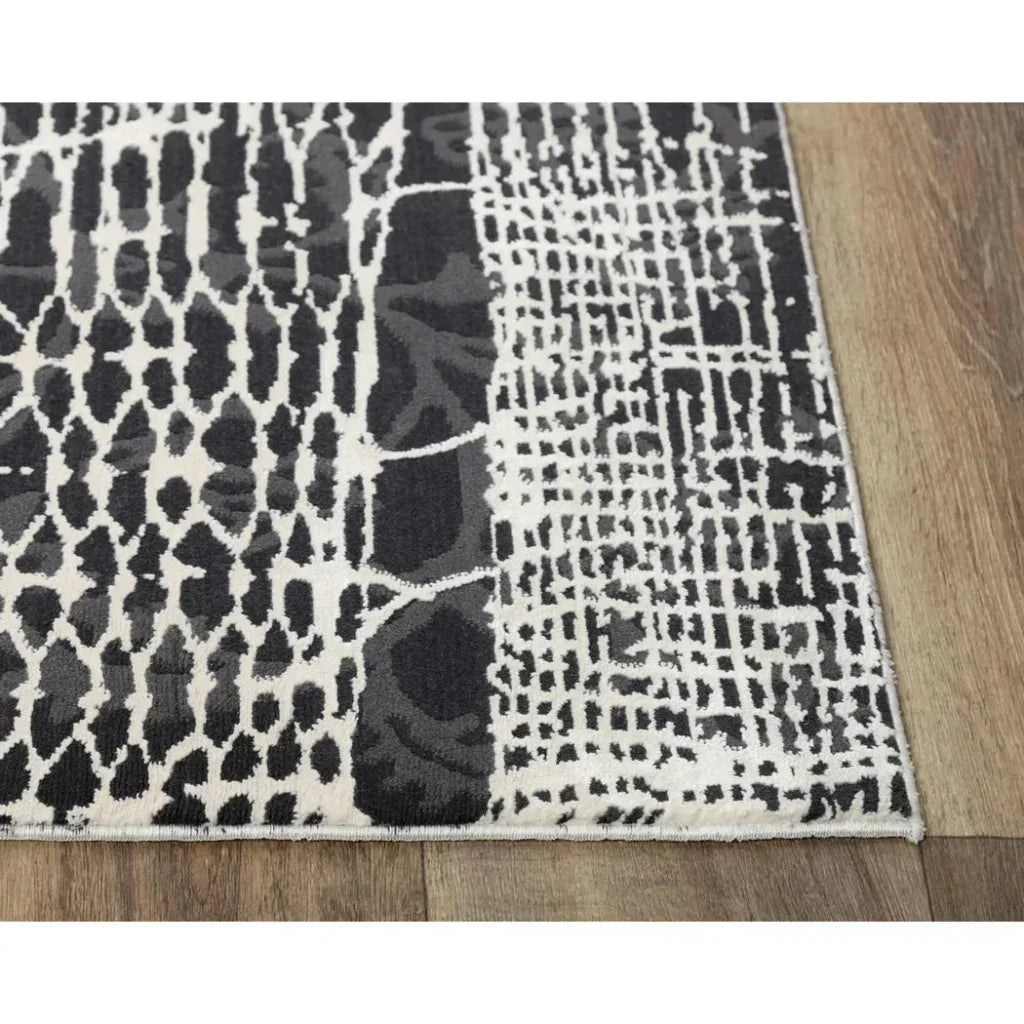 Dish Abstract Black Kitchen Hallway Runner Rug -- black