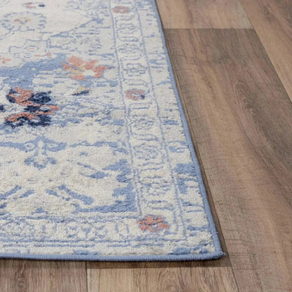 Dann Medallion Blue Kitchen Hallway Runner Rug -- blue