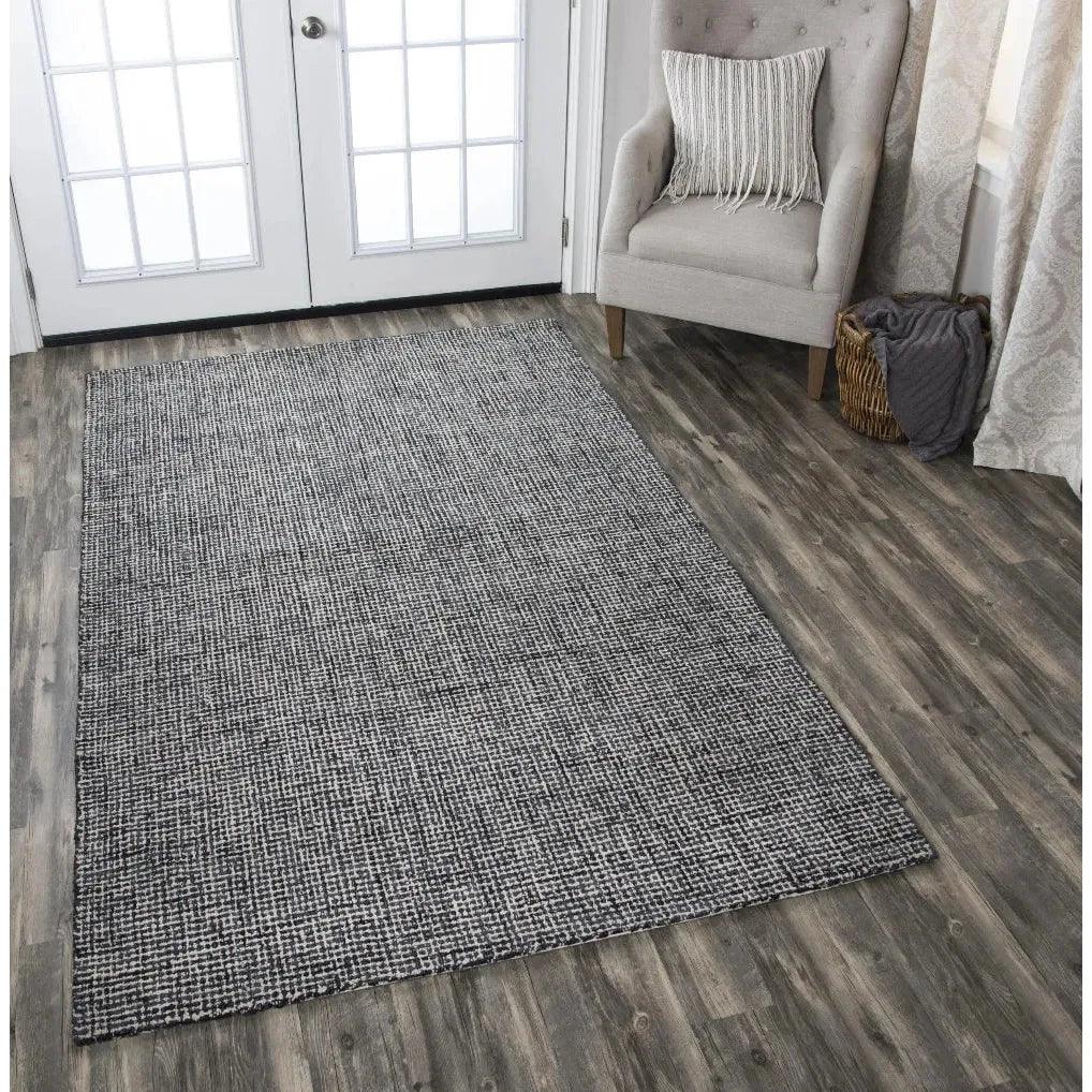 Chlo Wool Black Hallway Kitchen Runner Rug -- black