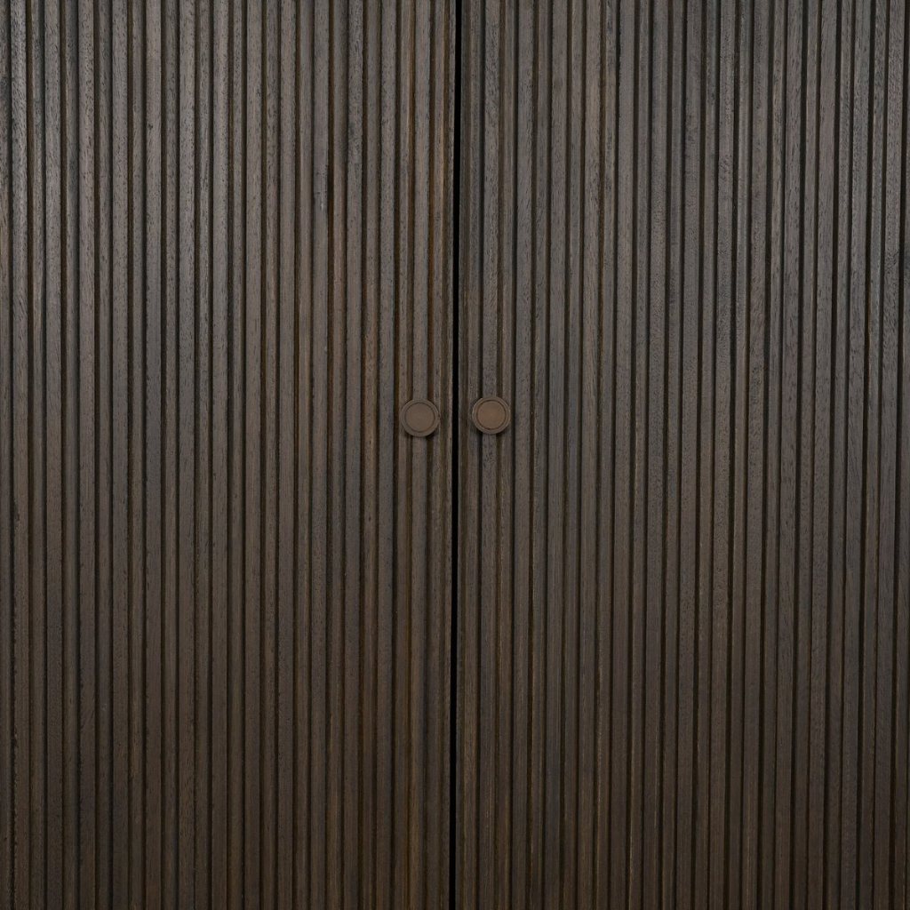 Cinder 42" Distressed Dark Brown Reeded 2-Door Tall Cabinet -- Dark Brown