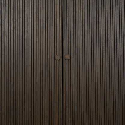 Cinder 42" Distressed Dark Brown Reeded 2-Door Tall Cabinet -- Dark Brown