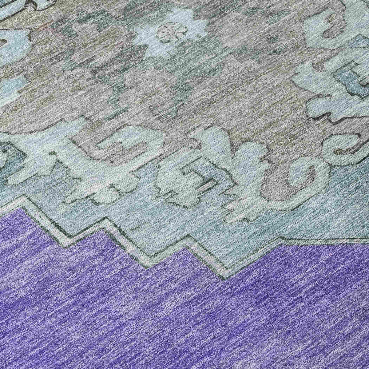 Haelion Purple Washable Indoor-Outdoor Rug