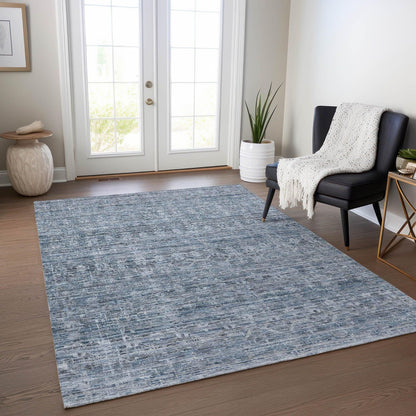 Irion Blue Washable Indoor-Outdoor Rug -- blue