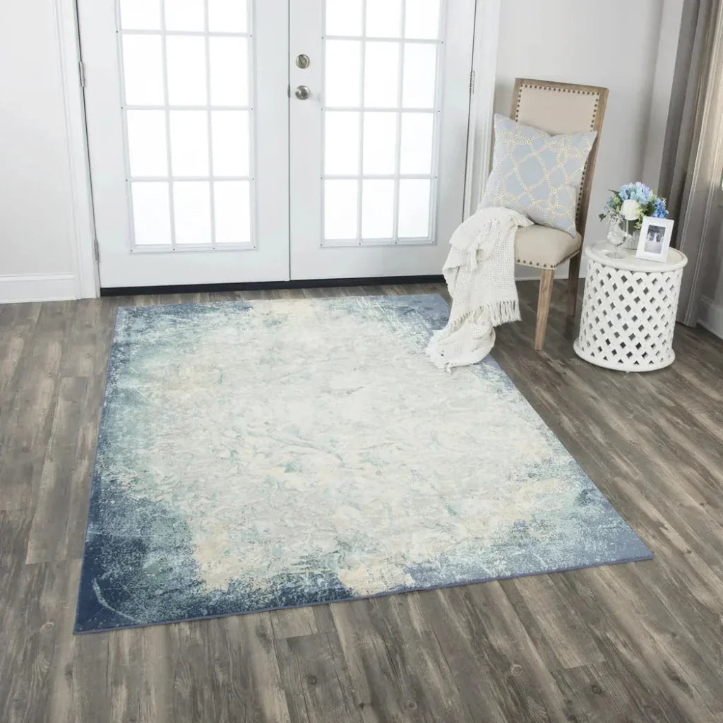 Born Scroll Blue Kitchen Hallway Runner Rug -- blue