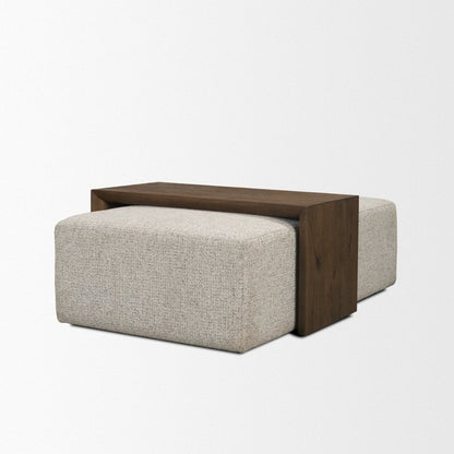 Trayden Gray Fabric Slider-Top Ottoman Coffee Table -- Dark Brown