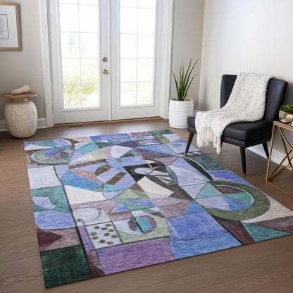 Jaelius Green Washable Indoor-Outdoor Rug -- green