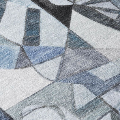 Jaelius Blue Washable Indoor-Outdoor Rug