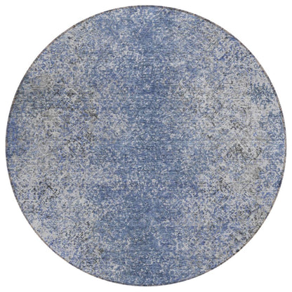 Vintage Blue Washable Indoor-Outdoor Rug