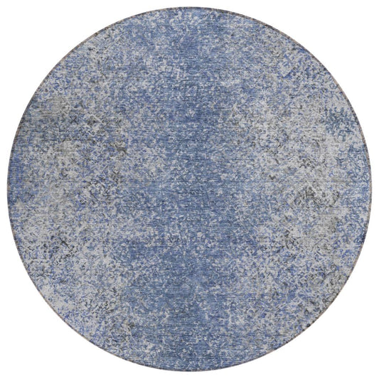 Vintage Blue Washable Indoor-Outdoor Rug
