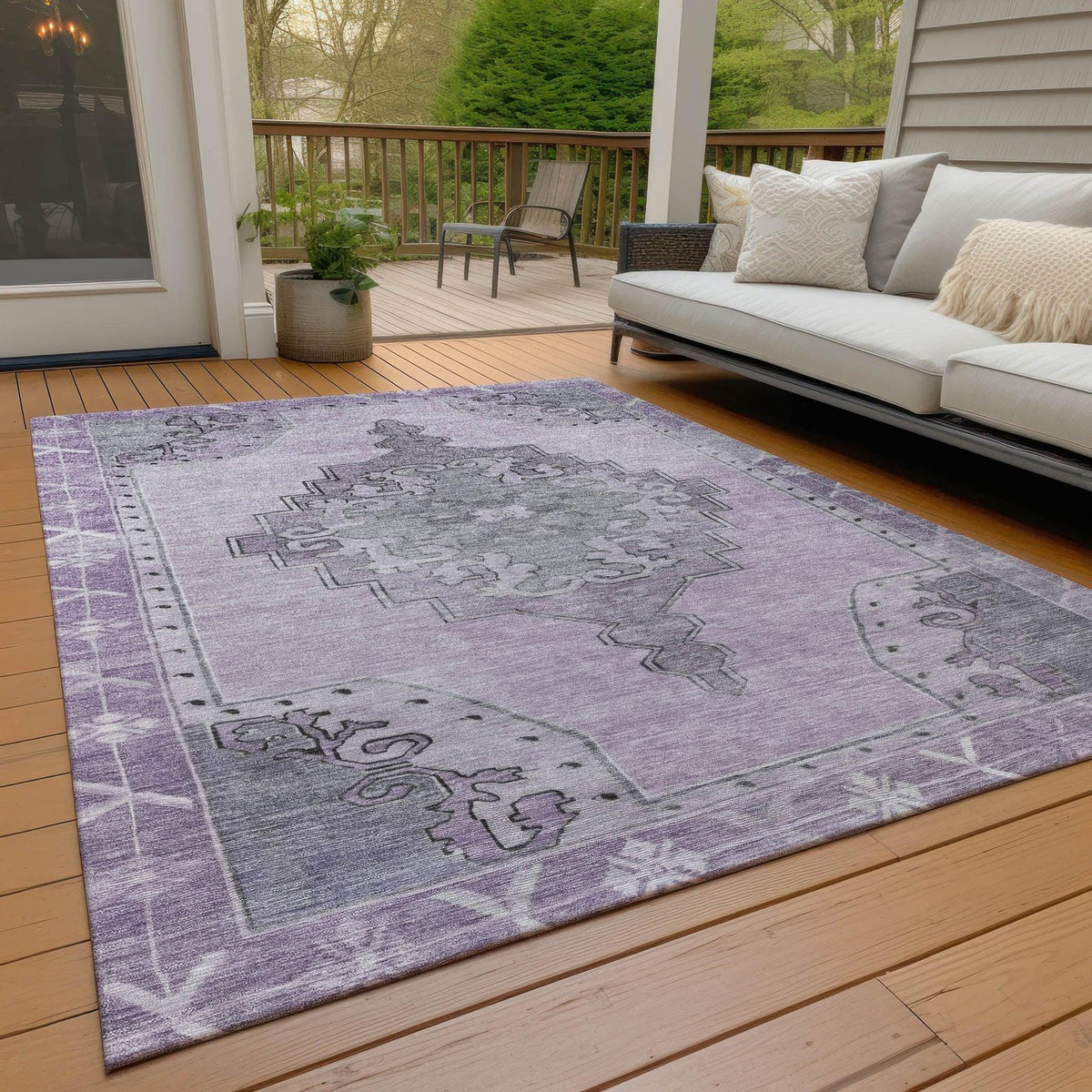 Haelion Plum Washable Indoor-Outdoor Rug -- plum