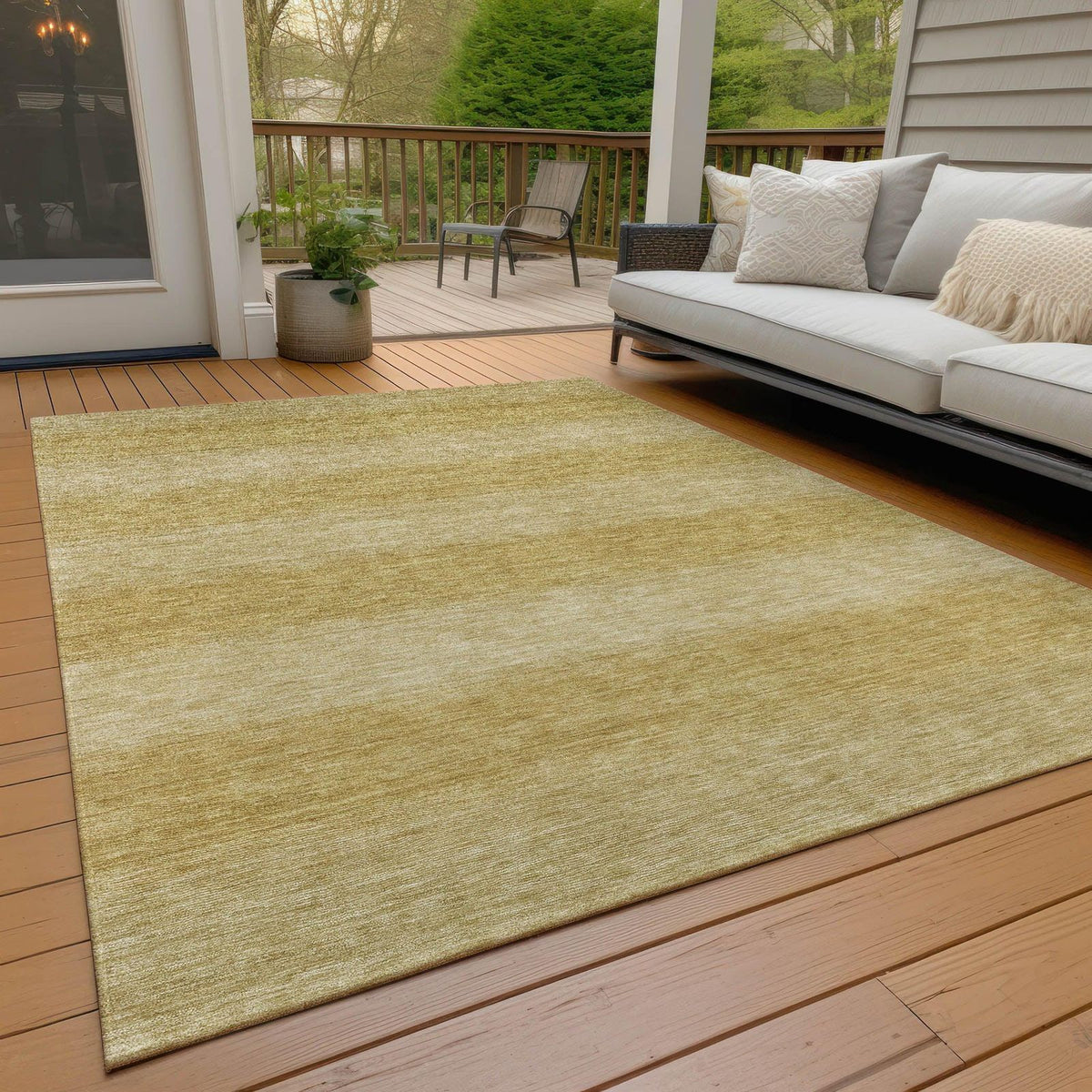 Haelius Gold Washable Indoor-Outdoor Rug -- gold