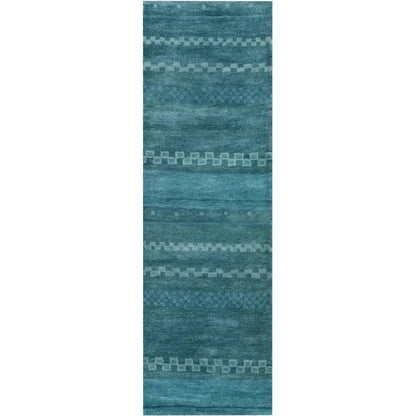 Bush Wool Blue Hallway Kitchen Runner Rug
