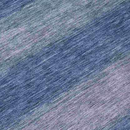 Haelius Blue Washable Indoor-Outdoor Rug