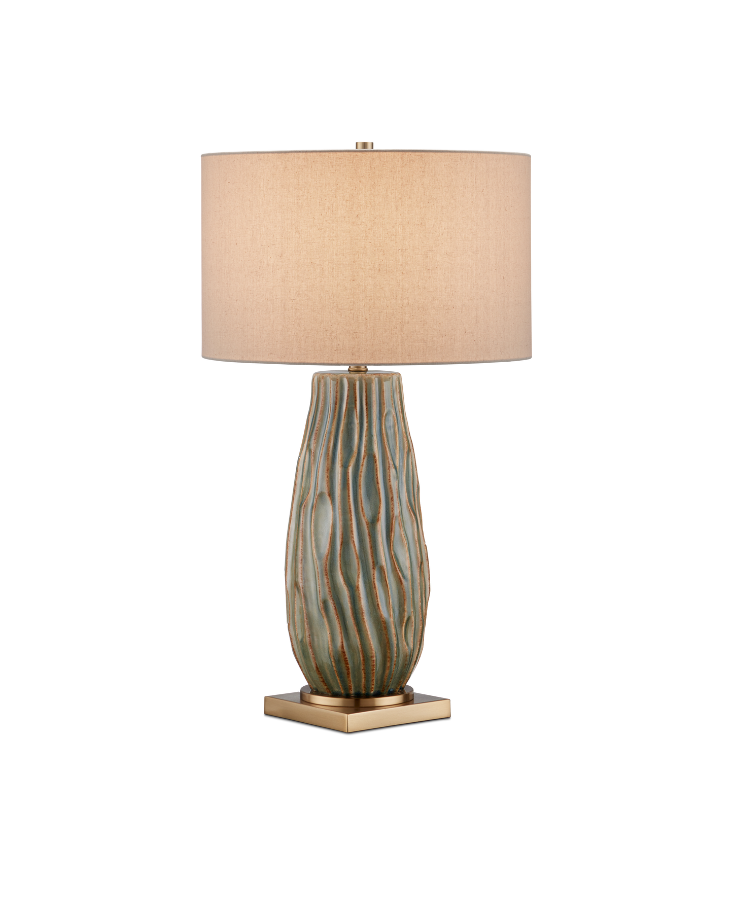 Water-Borne Ceramic and Metal Brown Table Lamp