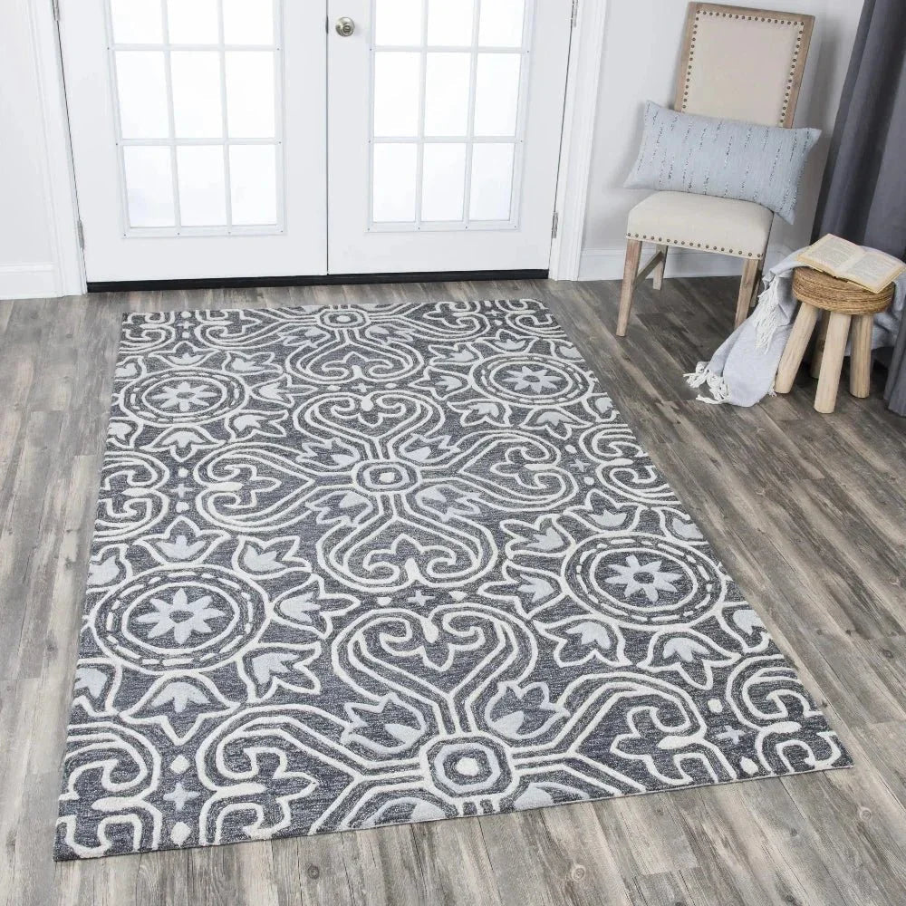 Cast Medallion Gray Large Area Rugs For Living Room -- gray