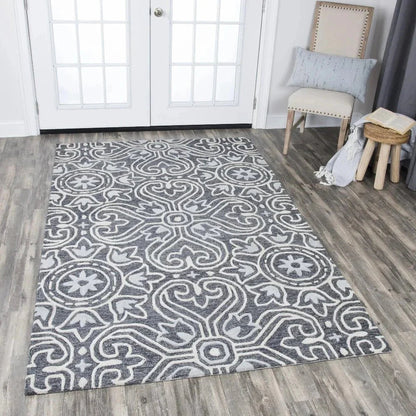 Cast Medallion Gray Large Area Rugs For Living Room -- gray