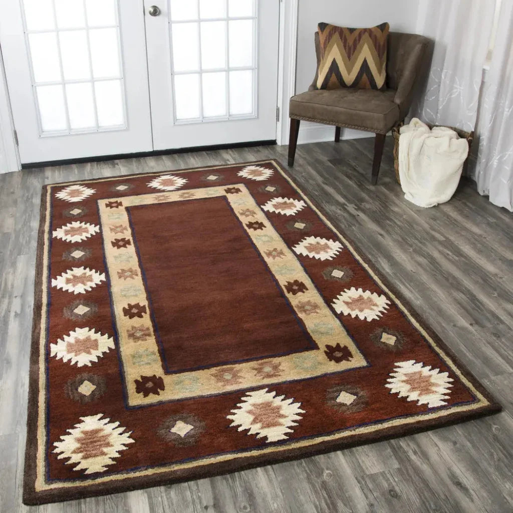 Dega Burgundy Round Area Rugs For Dining Room -- burgundy
