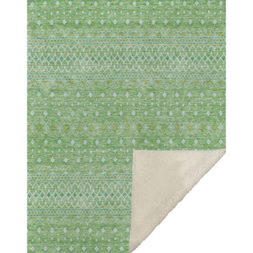 Boho Green Washable Indoor-Outdoor Rug
