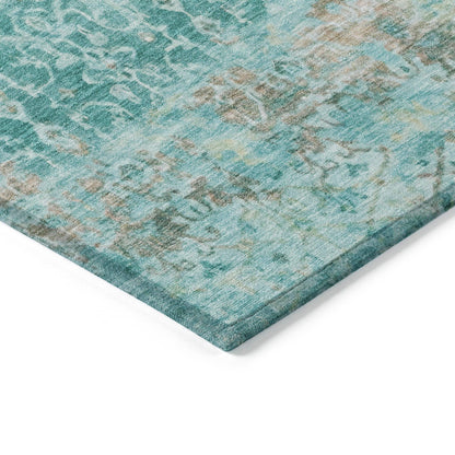 Jaelara Teal Washable Indoor-Outdoor Rug