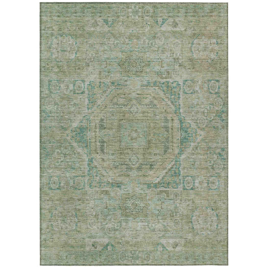 Iriir Green Washable Indoor-Outdoor Rug