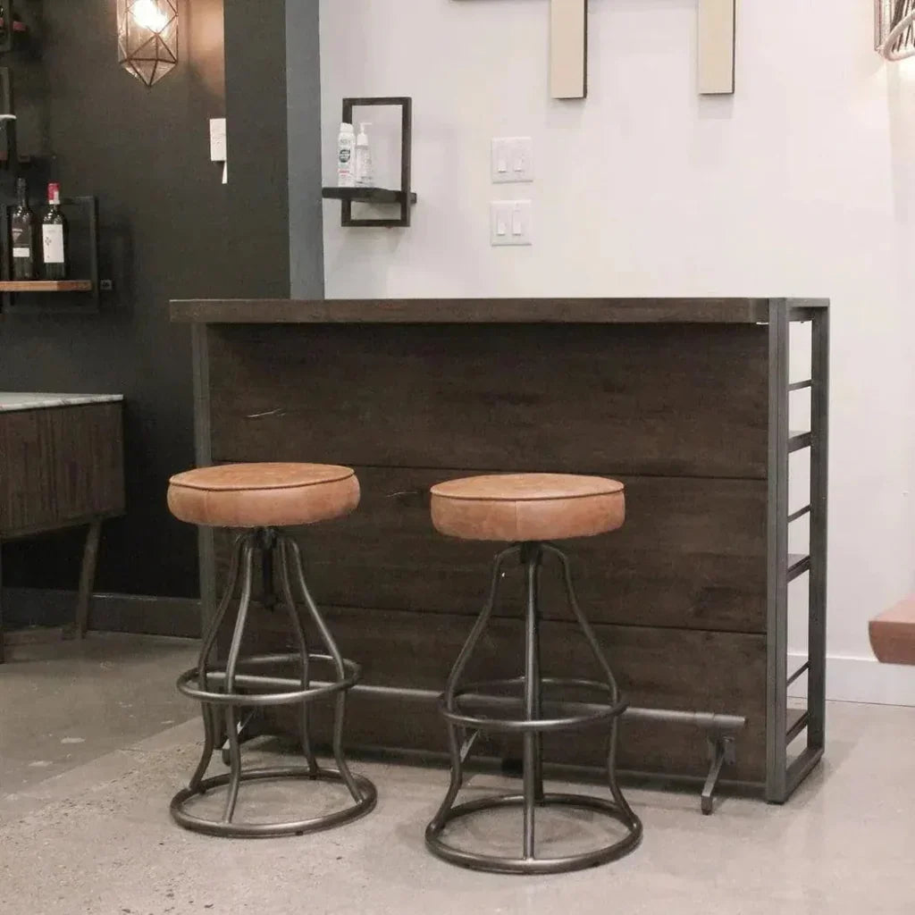Tan Leather Seat Backless Height Counter Stool -- view 2