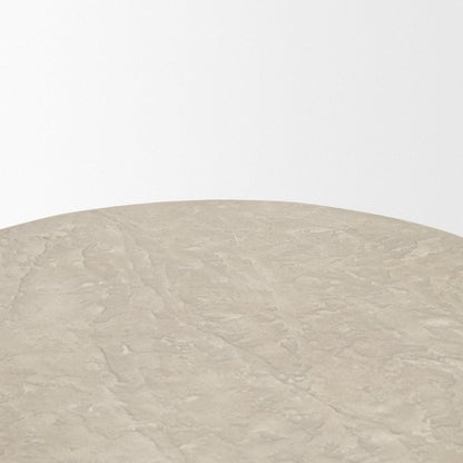 Mesa Round Stone Finish Pillar Accent Table -- Cream