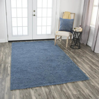 Beme Damask Blue Large Area Rugs For Living Room -- blue