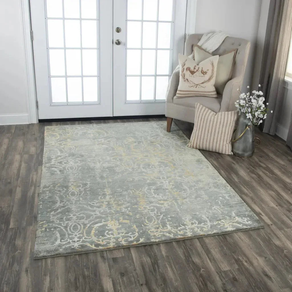 Brem Scroll Gray Large Area Rugs For Living Room -- gray