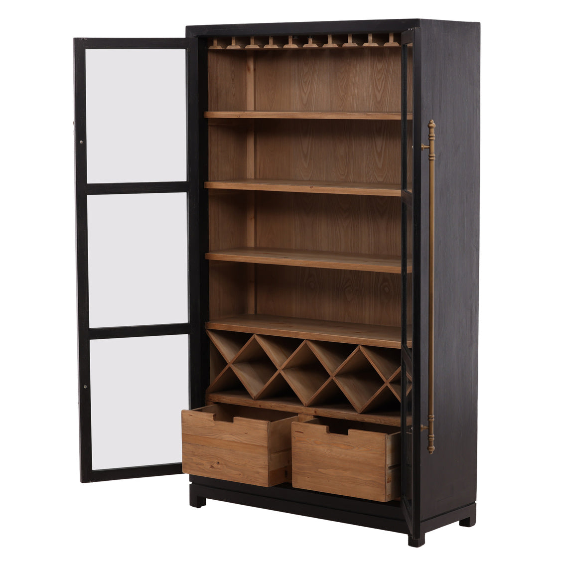 Furniture Classics Merlot Two Glass Doors Home Bar Cabinet