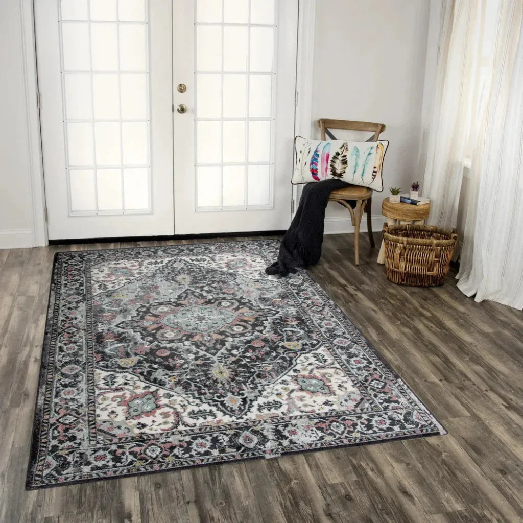 Cibo Medallion Gray Kitchen Hallway Runner Rug -- gray